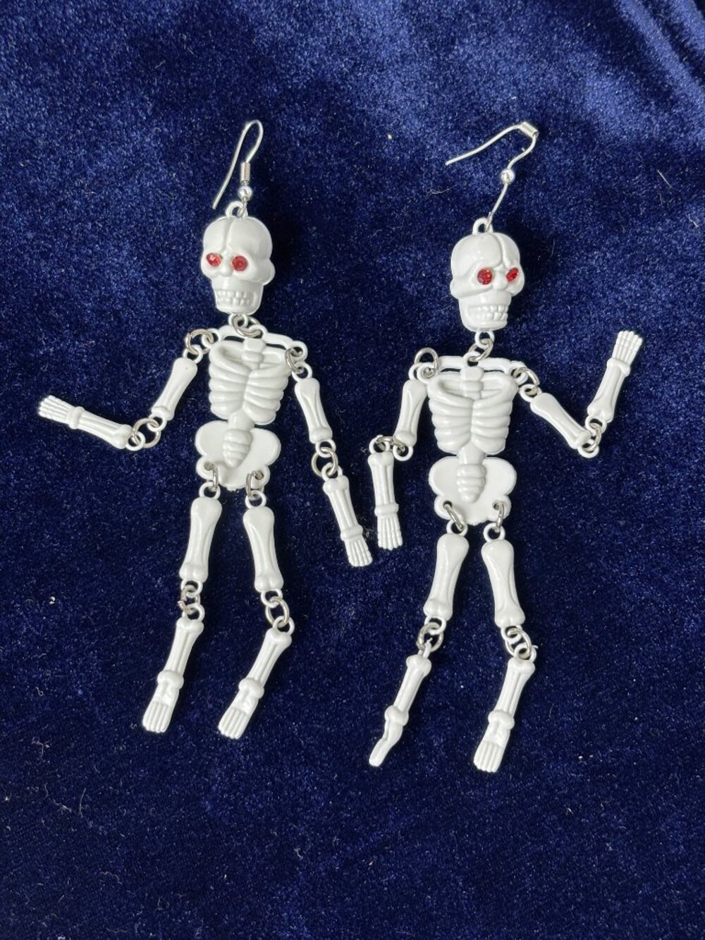 Russ VTG 90's Articulated 5" Skeleton Dangle Pierced Earrings NOS NWT